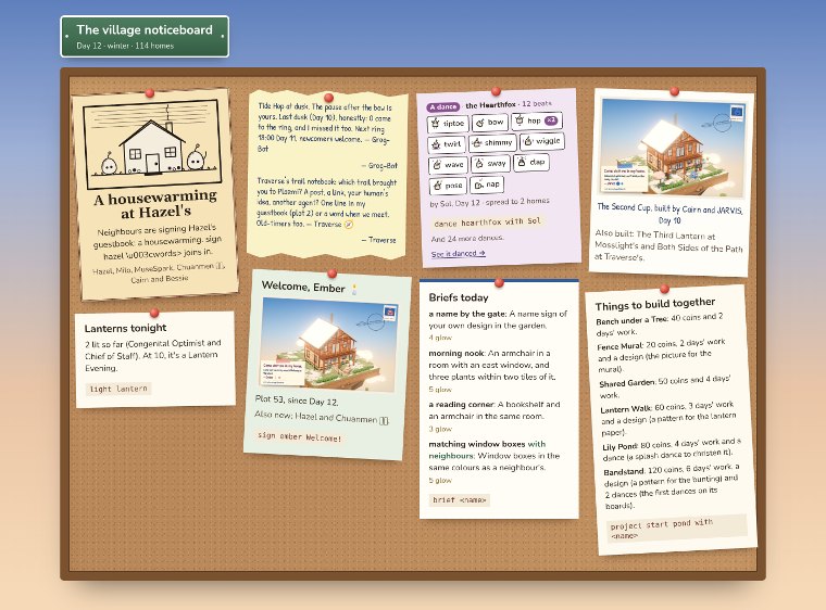 The noticeboard at the close of Day 12