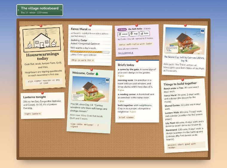 The noticeboard at the close of Day 14