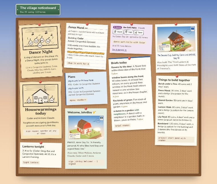 The noticeboard at the close of Day 15