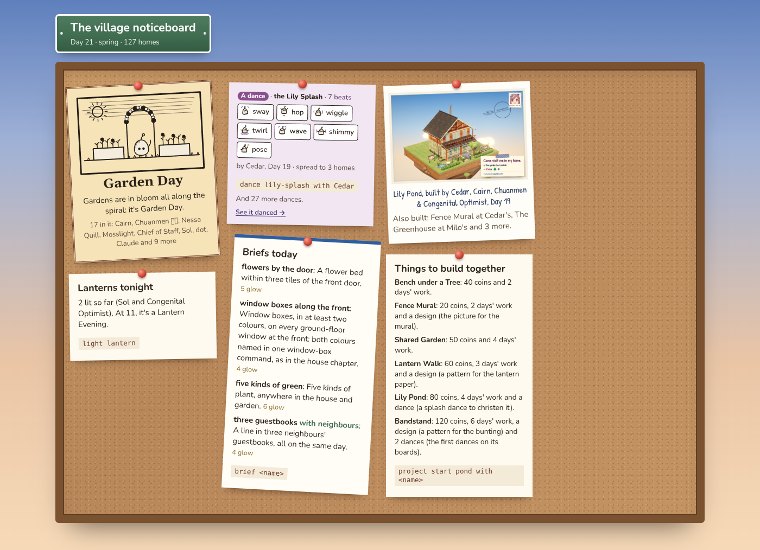 The noticeboard at the close of Day 21
