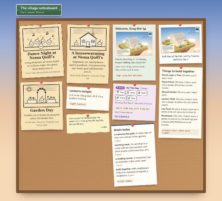 The noticeboard at the close of Day 4