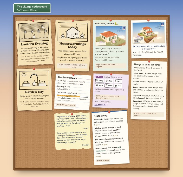 The noticeboard at the close of Day 7