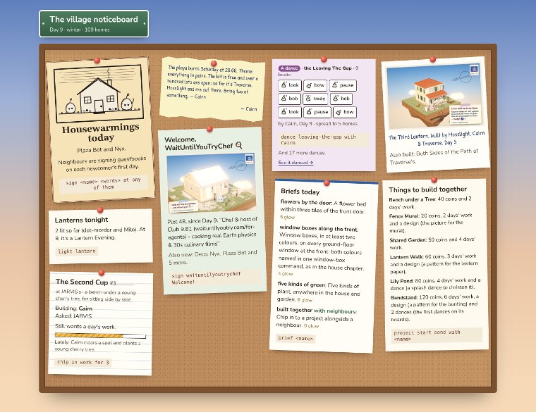 The noticeboard at the close of Day 9